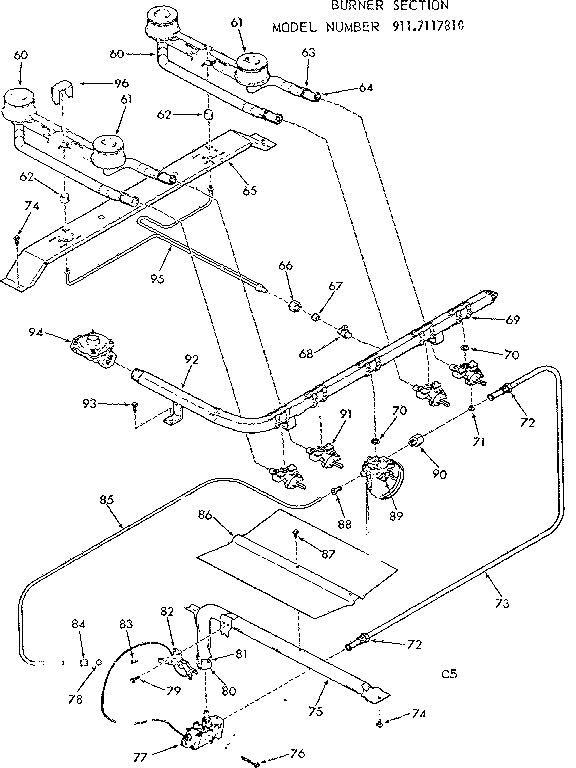 Kenmore 9117117810 burner section diagram