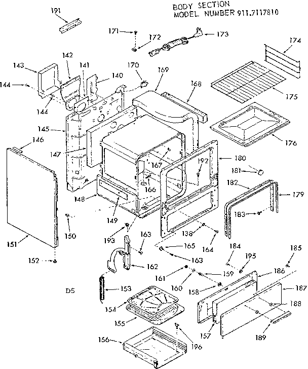 Kenmore 9117117810 body section diagram