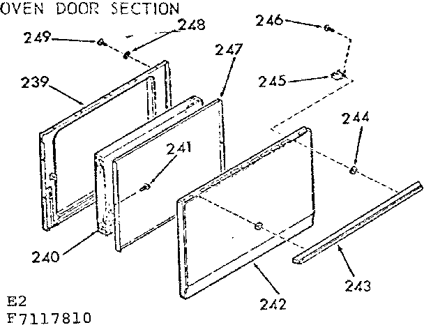 Kenmore 9117117810 oven door section diagram