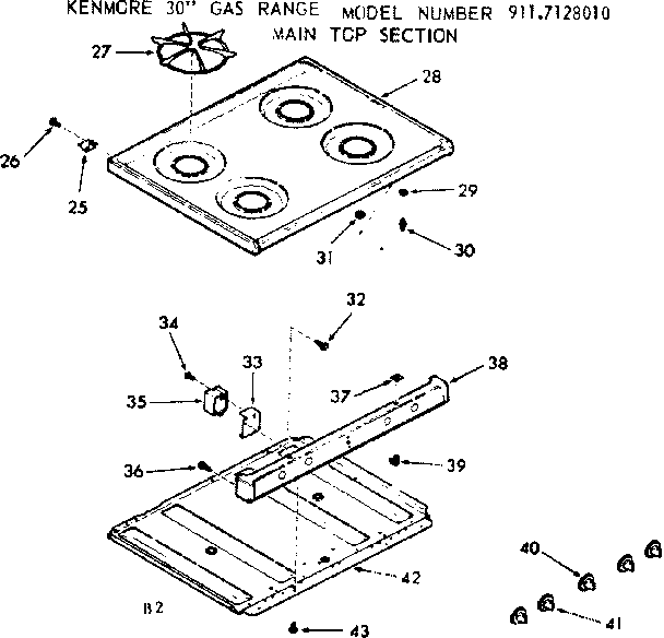 Kenmore 9117128010 main top section diagram