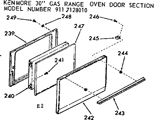 Kenmore 9117128010 oven door section diagram