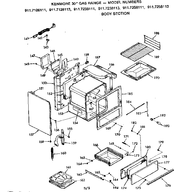 Kenmore 9117238113 body section diagram