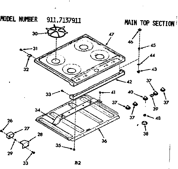 Kenmore 9117237911 main top section diagram