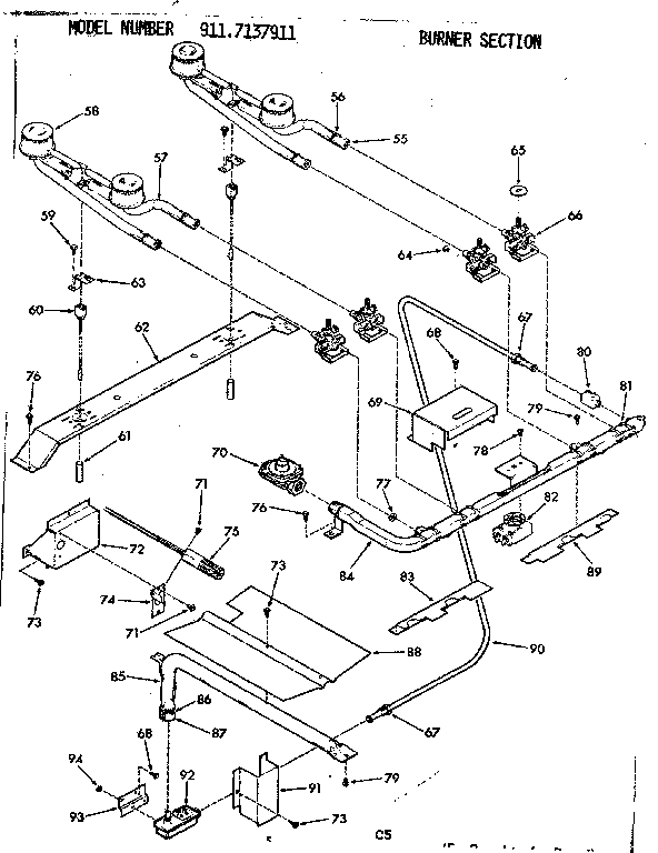 Kenmore 9117237911 burner section diagram