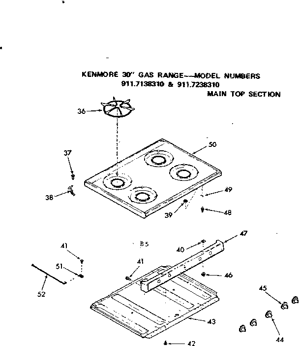 Kenmore 9117238310 main top section diagram