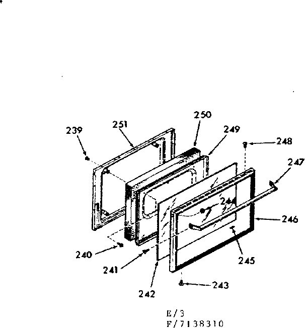 Kenmore 9117238310 oven door section diagram