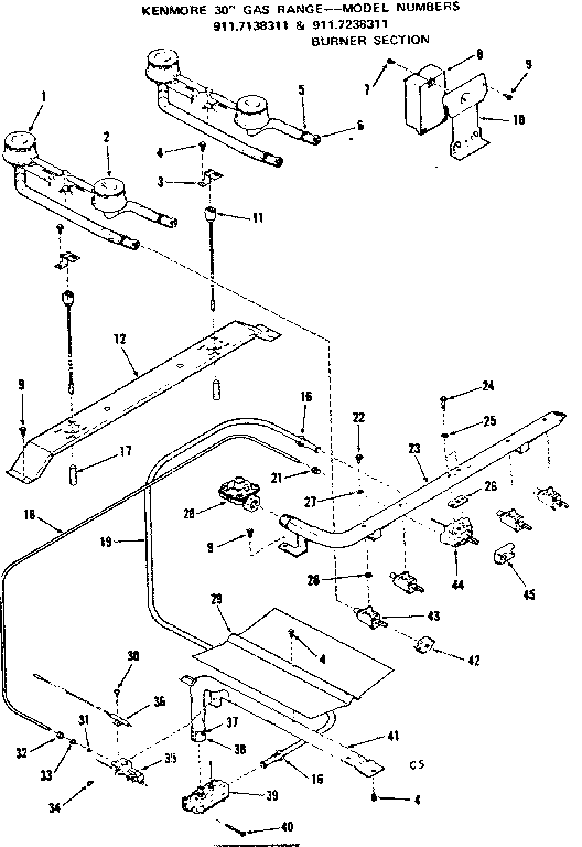Kenmore 9117238311 burner section diagram