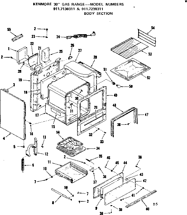 Kenmore 9117238311 body section diagram
