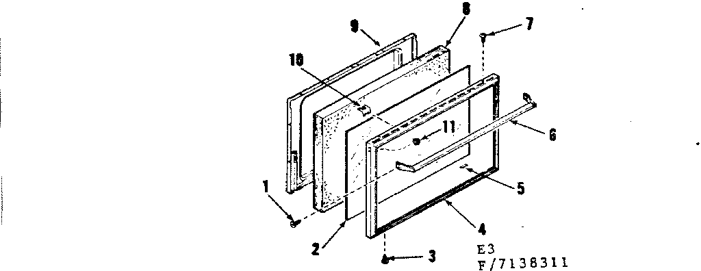 Kenmore 9117238311 oven door section diagram
