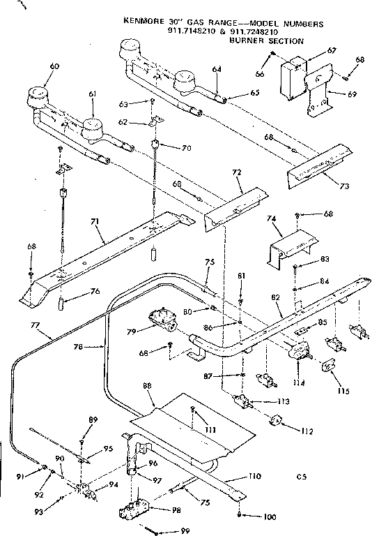 Kenmore 9117248210 burner section diagram
