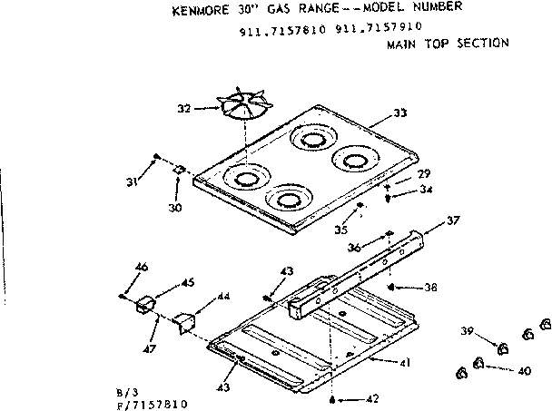 Kenmore 9117157810 main top section diagram