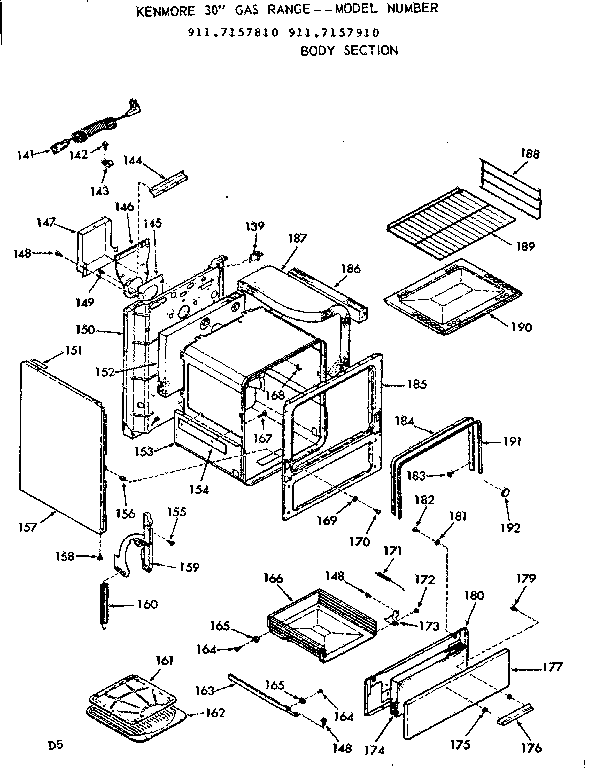 Kenmore 9117157810 body section diagram
