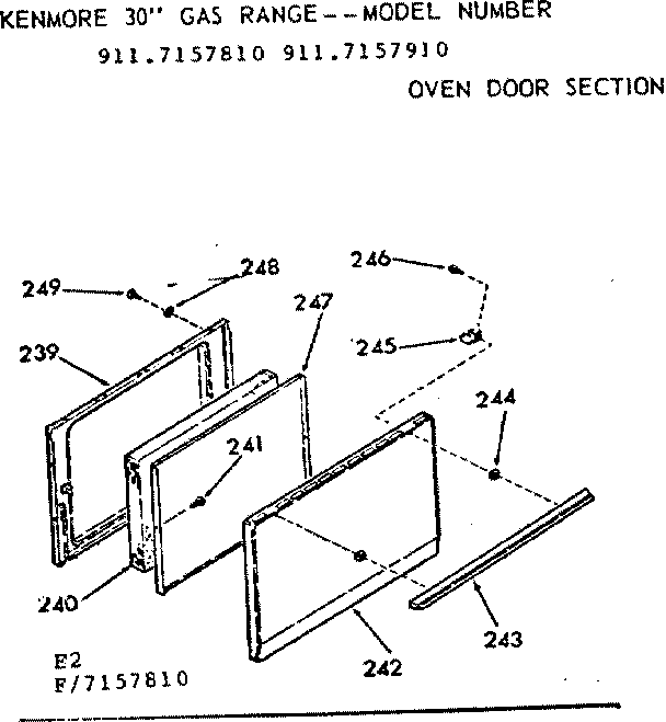 Kenmore 9117157810 oven door section diagram