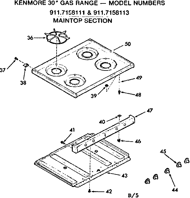 Kenmore 9117158113 maintop section diagram