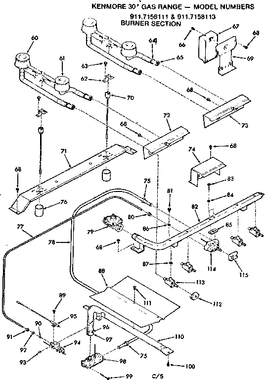 Kenmore 9117158113 burner section diagram