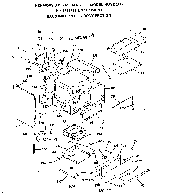 Kenmore 9117158113 body section diagram