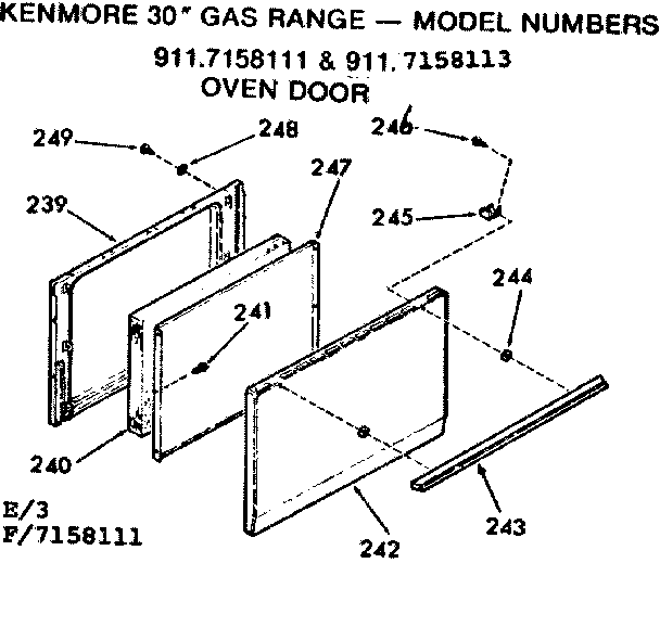 Kenmore 9117158113 oven door diagram