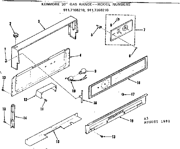 Kenmore 9117168210 backguard section diagram
