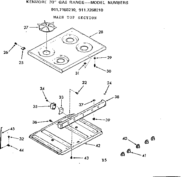 Kenmore 9117168210 main top section diagram