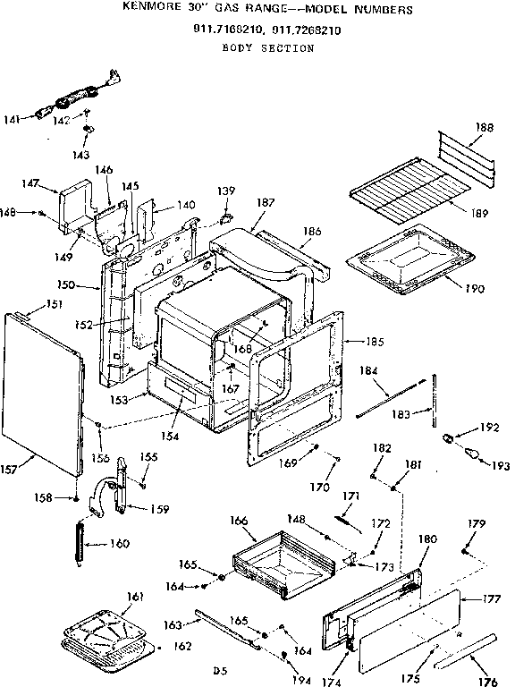 Kenmore 9117168210 body section diagram