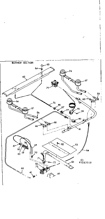 Kenmore 9117217560 burner section diagram