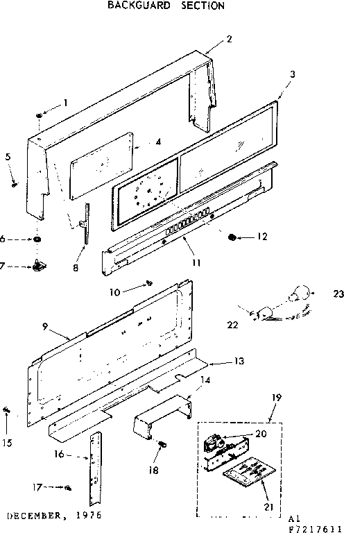 Kenmore 9117227611 backguard section diagram