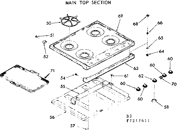 Kenmore 9117227611 main top section diagram
