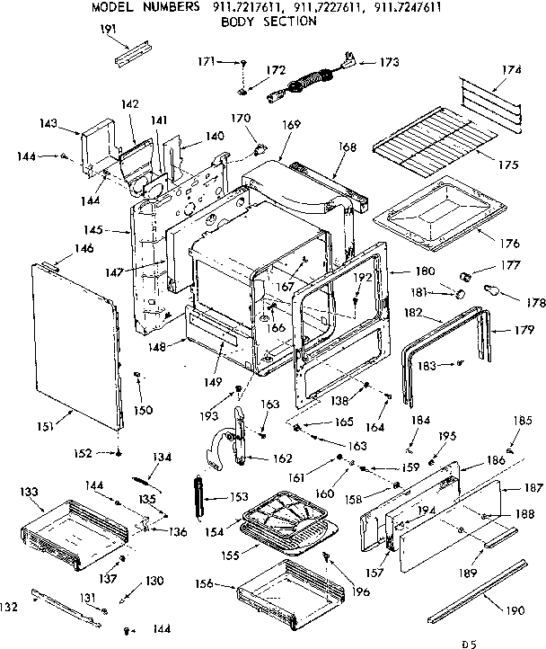 Kenmore 9117227611 body section diagram