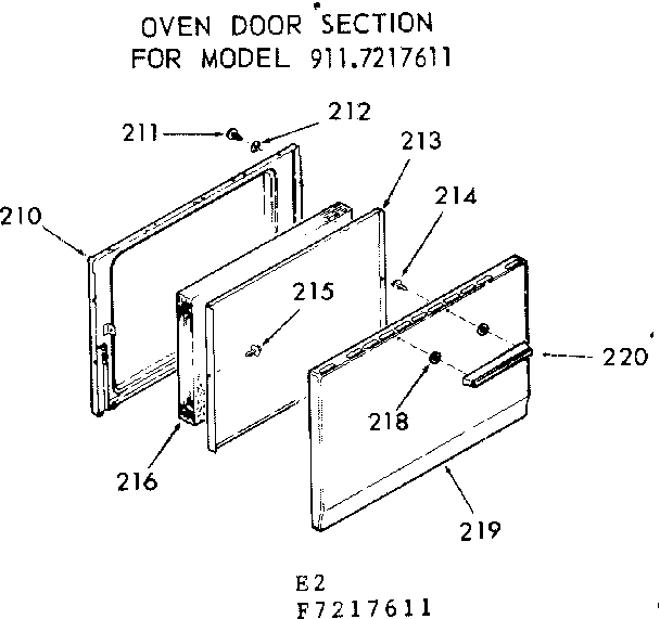 Kenmore 9117227611 oven door section diagram