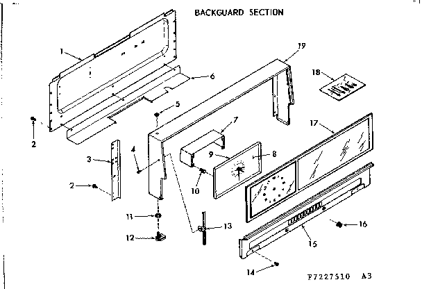 Kenmore 9117227510 backguard section diagram