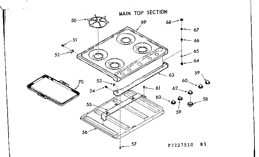Kenmore 9117227510 main top section diagram