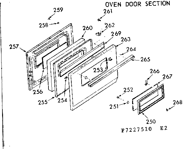 Kenmore 9117227510 oven door section diagram
