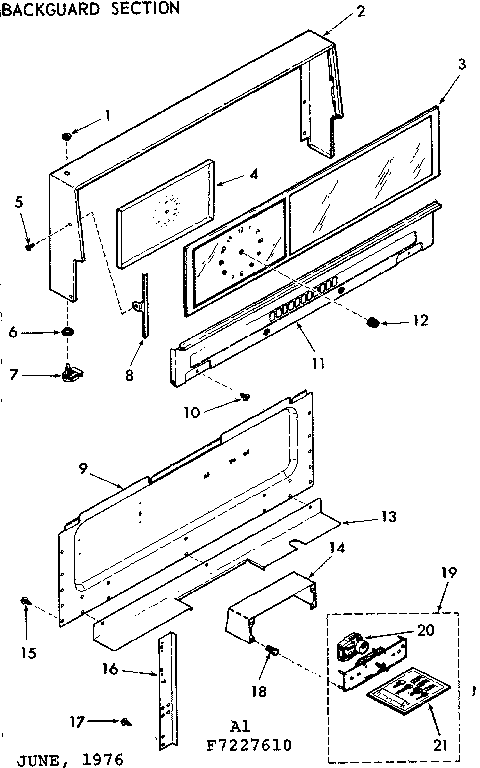 Kenmore 9117227610 backguard section diagram