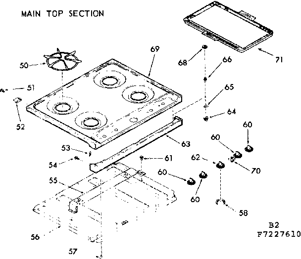 Kenmore 9117227610 main top section diagram
