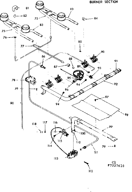 Kenmore 9117227610 burner section diagram