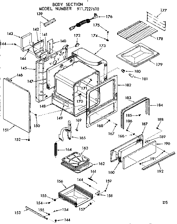 Kenmore 9117227610 body section diagram