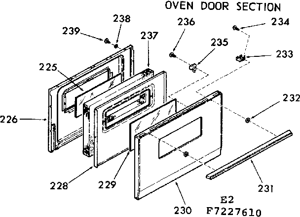 Kenmore 9117227610 oven door section diagram