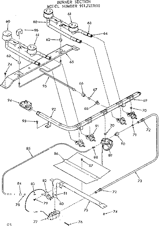 Kenmore 9117227810 burner section diagram