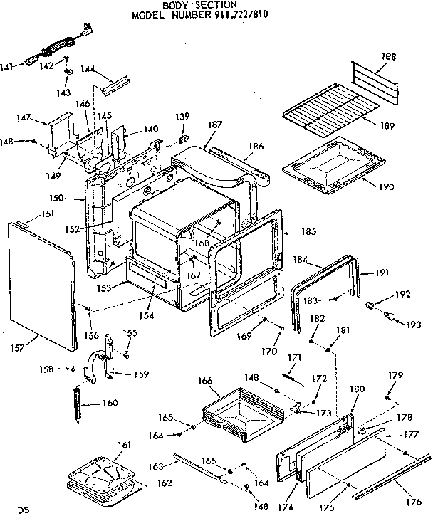 Kenmore 9117227810 body section diagram