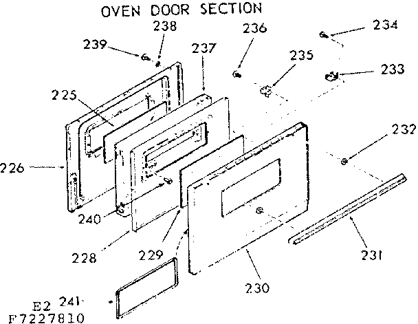 Kenmore 9117227810 oven door section diagram