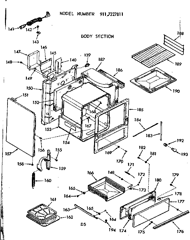 Kenmore 9117227811 backguard section diagram
