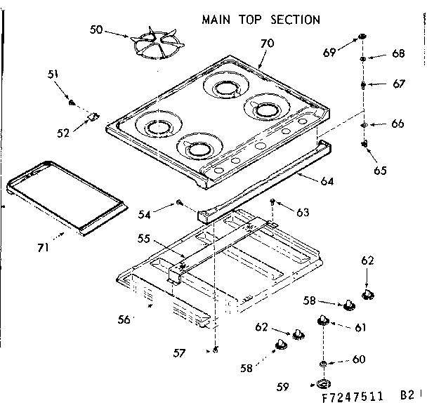 Kenmore 9117247541 main top section diagram