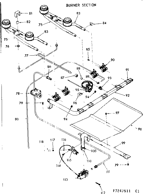 Kenmore 9117247541 burner section diagram