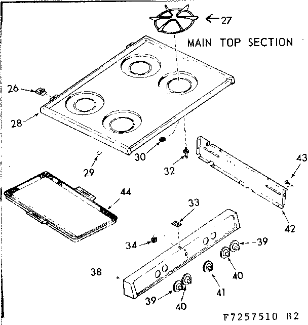 Kenmore 9117257510 main top section diagram