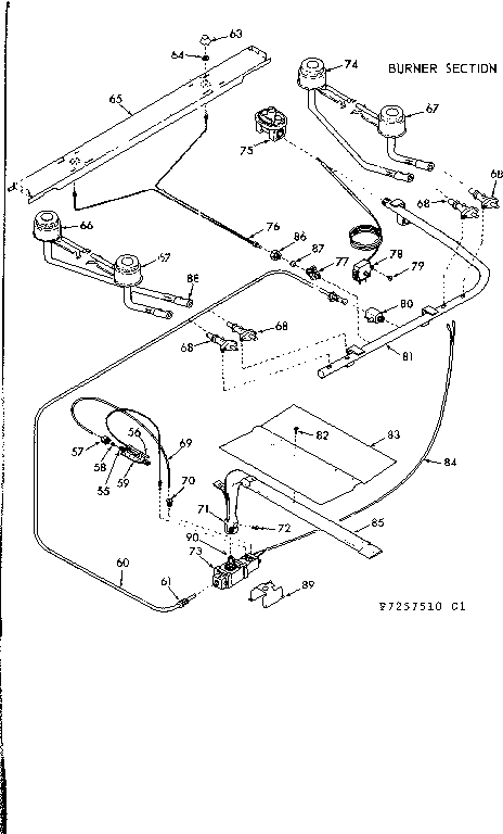 Kenmore 9117257510 burner section diagram