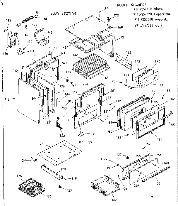 Kenmore 9117257510 body section diagram