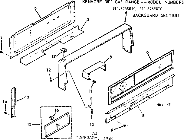 Kenmore 9117258010 backguard section diagram