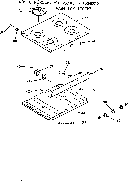 Kenmore 9117258010 main top section diagram
