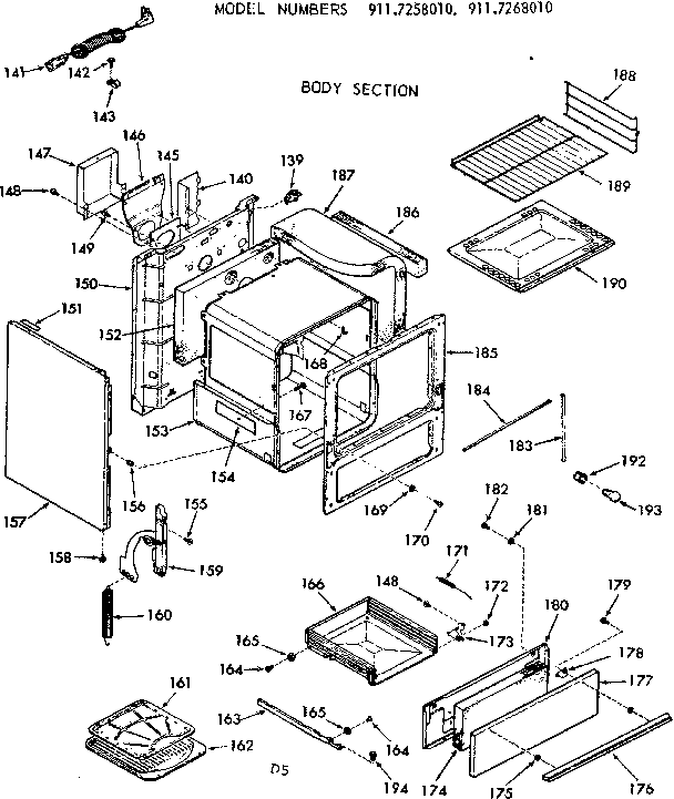 Kenmore 9117258010 body section diagram