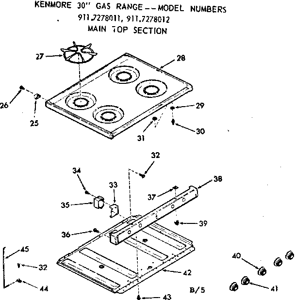 Kenmore 9117278011 main top section diagram